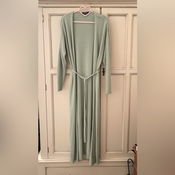Missguided Size UK 10 Co-per Maxi Sage Green Cardigan With Belt 💚 RRP £35 - Picture 5 of 5